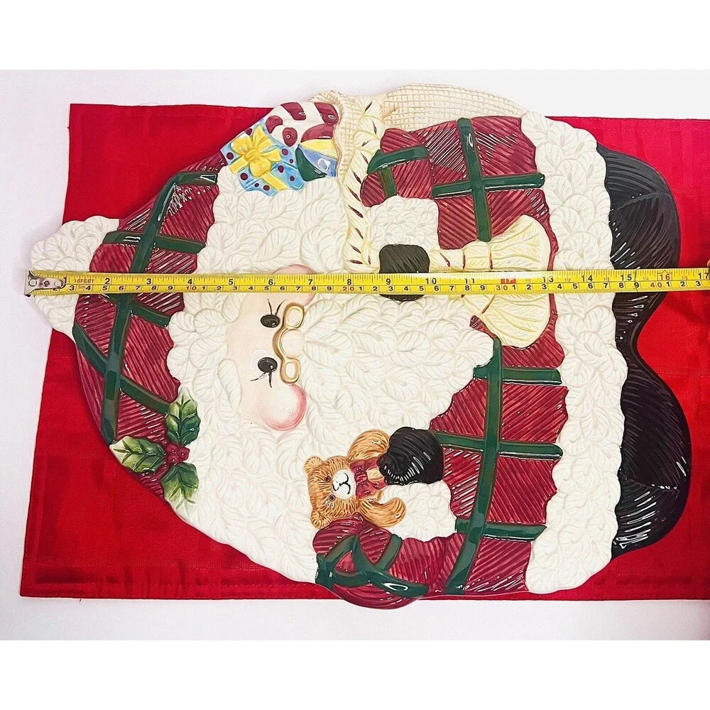 Vintage Jay Import Santa Cookie Platter 16” Ceramic Christmas Serving Tray Decor